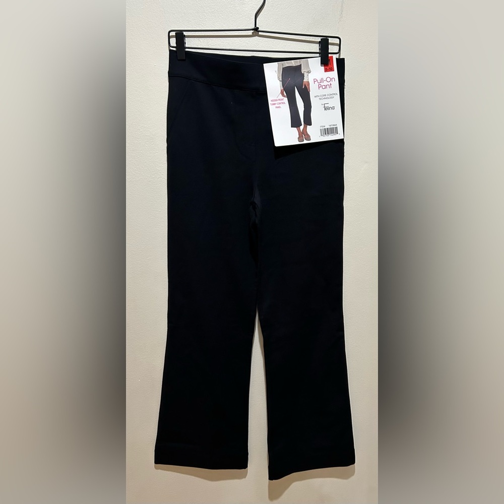NWT Felina Black Pull On Casual Dress Pants w/ Tummy Control Panel - Size Medium - Picture 2 of 10